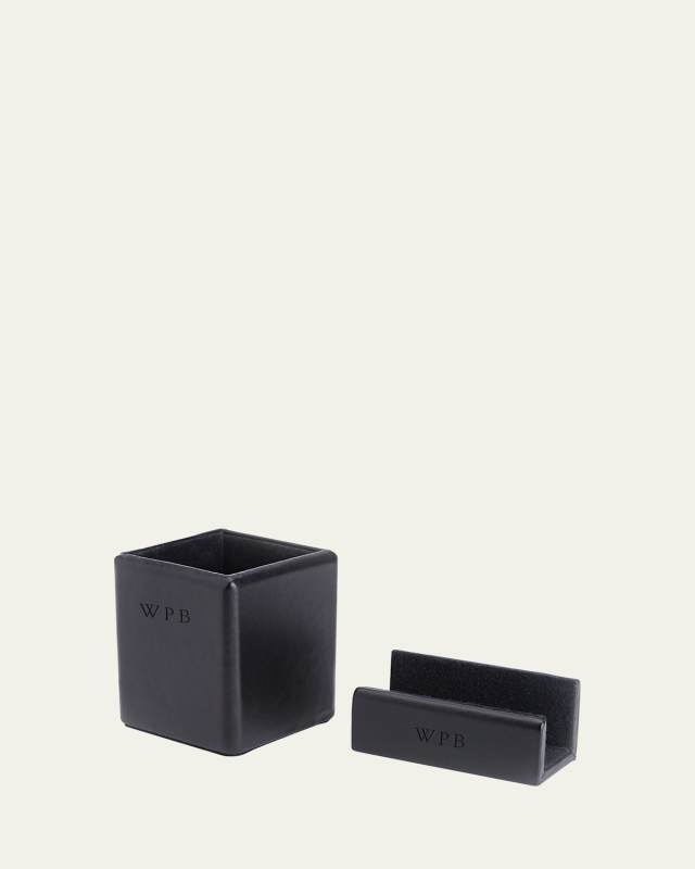 Monogrammed Leather Executive Desk Accessory Set